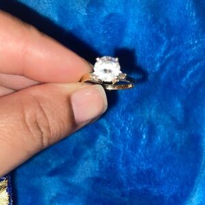 Yellow Gold Estate White Gemstone Engagement Ring Size 7